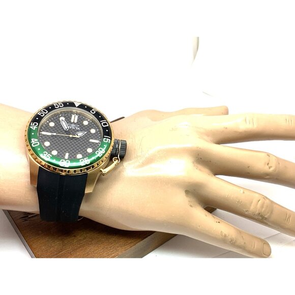Invicta Men's Watch 35661 Pro Diver Quartz Gold Black Green Bezel Rubber Band - Picture 5 of 15